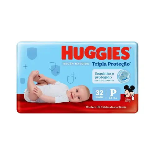 FRALDA HUGGIES TRIPLA PROTECAO P 32 UNIDADES