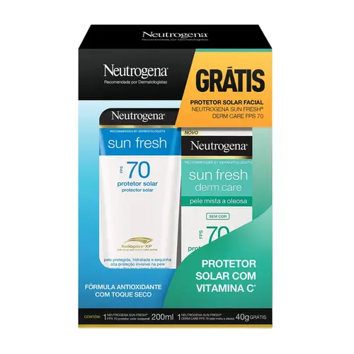 KIT NEUTROGENA PROTETOR SOLAR CORPORAL SUN FRESH FPS70 200ML + FACIAL FPS70 40ML
