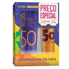 KIT RICOSOL PROTETOR SOLAR CORPORAL 180G + KIDS 100G FPS50