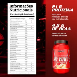 MY WHEY INTEGRALMEDICA 21G DE PROTEINA EM PÓ SABOR BAUNILHA 900G