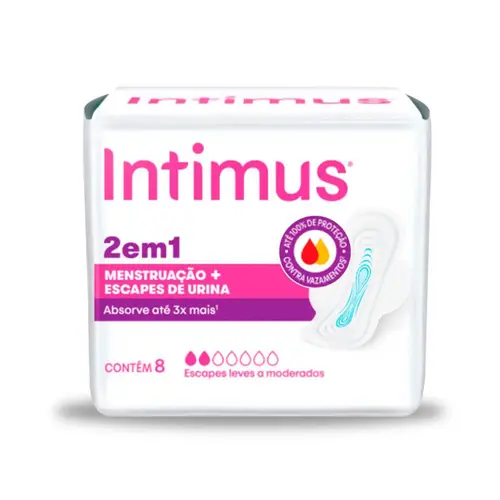 ABSORVENTE INTIMUS 2 EM 1 C/ ABAS SUAVE C/ 8UN