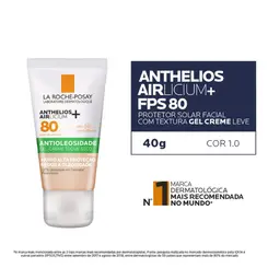 PROTETOR SOLAR FACIAL FPS80 LA ROCHE POSAY ANTHELIOS AIRLICIUM ANTIOLEOSIDADE COR 1.O 40G