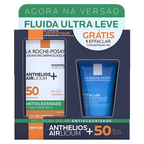 KIT LA ROCHE-POSAY PROTETOR SOLAR FACIAL ANTHELIOS AIRLICIUM FPS 80 40G + GEL DE LIMPEZA EFFCLAR CONCENTRADO 50G