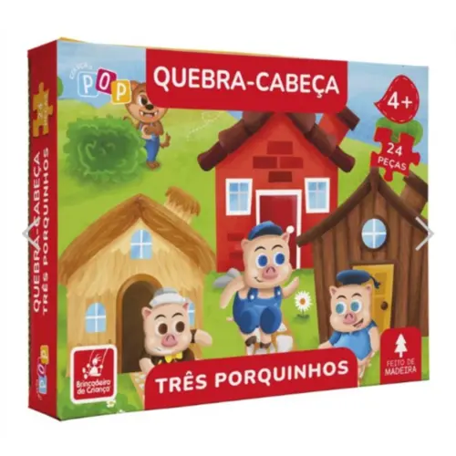 BRINQUEDO QUEBRA CABECA TRES PORQUINHOS 24 PEÇAS