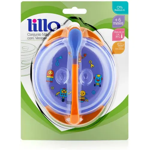 CONJUNTO PRATO COM VENTOSA LILLO MAGICO AZUL