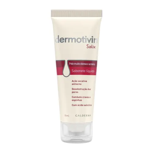 SABONETE LÍQUIDO FACIAL DERMOTIVIN SALIX PELE OLEOSA E ACNEICA 70ML