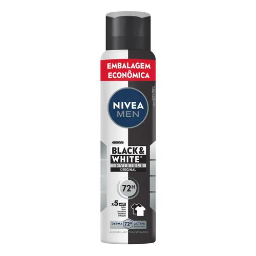 DESODORANTE AEROSOL NIVEA MEN BLACK & WHITE INVISIBLE 200ML