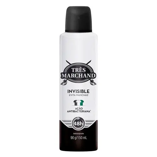 DESODORANTE AEROSSOL TRES MARCHAND INVISIBLE MASCULINO 150ML
