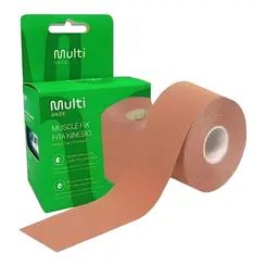 FITA KINESIO TAPE BANDAGEM ELASTICA ESTABILIZADORA MULTILASER 5CM X 5M BEGE
