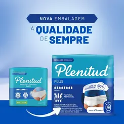 ROUPA ÍNTIMA DESCARTÁVEL UNISSEX PLENITUD PLUS G/XG 32 UNIDADES - ABSORÇÃO INTENSA