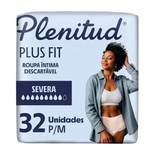 ROUPA ÍNTIMA DESCARTÁVEL UNISSEX PLENITUD PLUS FIT P/M 32 UNIDADES - ABSORÇÃO INTENSA