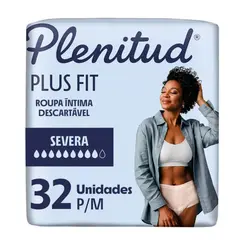 ROUPA ÍNTIMA DESCARTÁVEL UNISSEX PLENITUD PLUS FIT P/M 32 UNIDADES - ABSORÇÃO INTENSA
