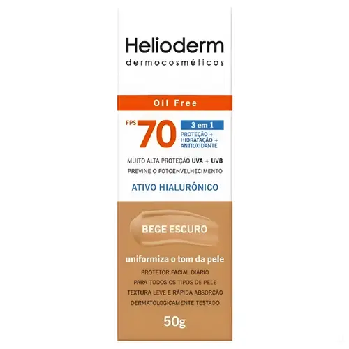 PROTETOR SOLAR FACIAL HELIODERM BEGE ESCURO FPS70 60G