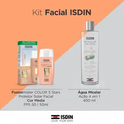 KIT ISDIN PROTETOR SOLAR FACIAL FPS50 50ML + ÁGUA MICELAR 400ML