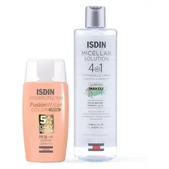 KIT ISDIN PROTETOR SOLAR FACIAL FPS50 50ML + ÁGUA MICELAR 400ML