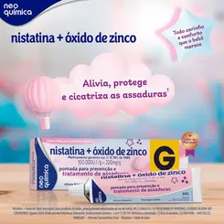 POMADA PARA ASSADURAS NISTATINA + ÓXIDO DE ZINCO 60G – PROTEÇÃO E TRATAMENTO INFANTIL