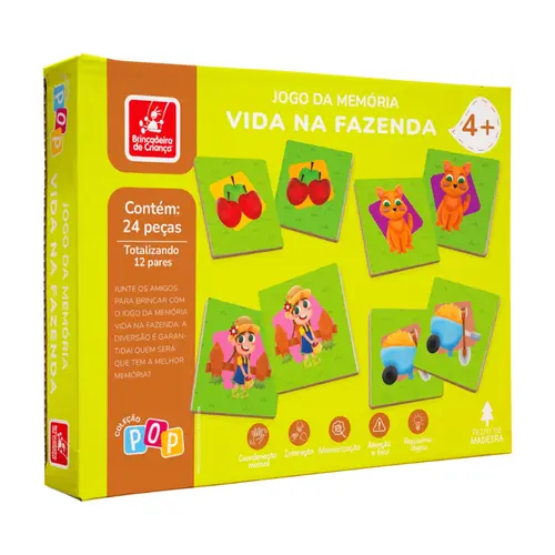 BRINQUEDO JOGO DA MEMORIA VIDA NA FAZENDA 24 PEÇAS