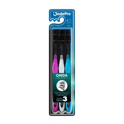 ESCOVA DE DENTE JADEPRO ONDA BLACK MACIA COM 3 UNIDADES