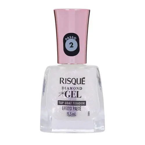 ESMALTE RISQUE DIAMOND GEL TOP COAT FIXADOR - EFEITO PAETE 9,5ML