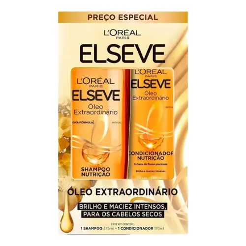KIT ELSEVE OLEO EXTRAORDINARIO SHAMPOO 375ML+CONDICIONADOR 170ML