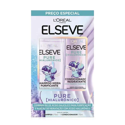 KIT ELSEVE PURE HIALURONICO SHAMPOO 375ML + CONDICIONADOR  170ML