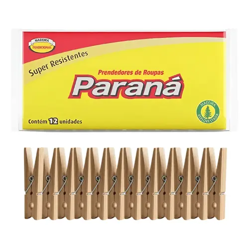 PRENDEDOR ROUPA MADEIRA PARANA COM 12 UNIDADES