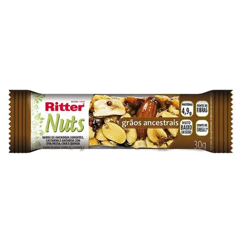 BARRA DE CEREAL RITTER NUTS GRAOS ANCESTRAIS 30G
