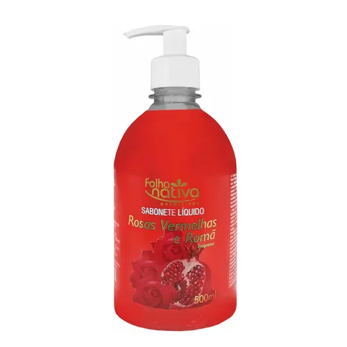 SABONETE LIQUIDO FOLHA NATIVA ROSAS VERMELHAS E ROMÃ 500ML