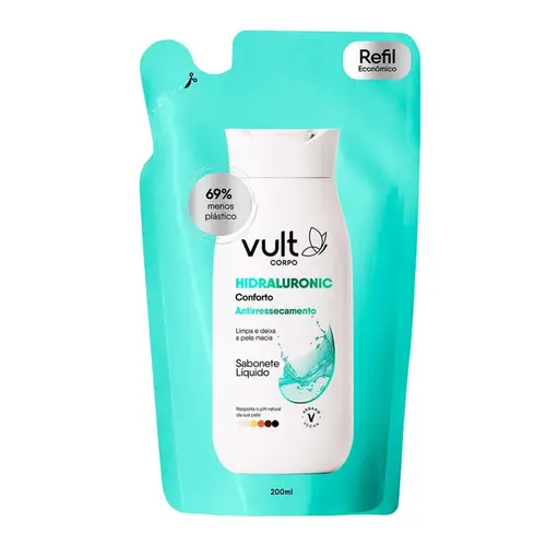 SABONETE LIQUIDO CORPORAL REFIL VULT HIDRALURONIC CONFORTO 200ML