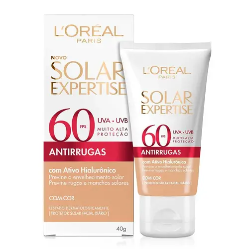 PROTETOR SOLAR FACIAL LOREAL EXPERTISE FPS60 ANTIRRUGAS COM COR 40G