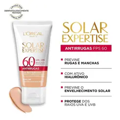 PROTETOR SOLAR FACIAL LOREAL EXPERTISE FPS60 ANTIRRUGAS COM COR 40G
