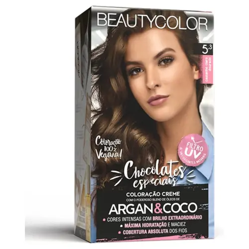 TINTURA BEAUTY COLOR KIT 5.3 CASTANHO CLARO DOURADO