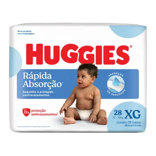 FRALDA HUGGIES RÁPIDA ABSORÇÃO XG 28 UNIDADES