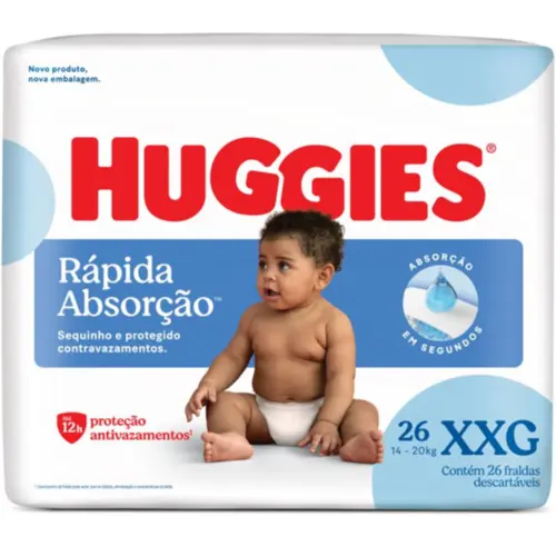 FRALDA HUGGIES RÁPIDA ABSORÇÃO XXG 26 UNIDADES