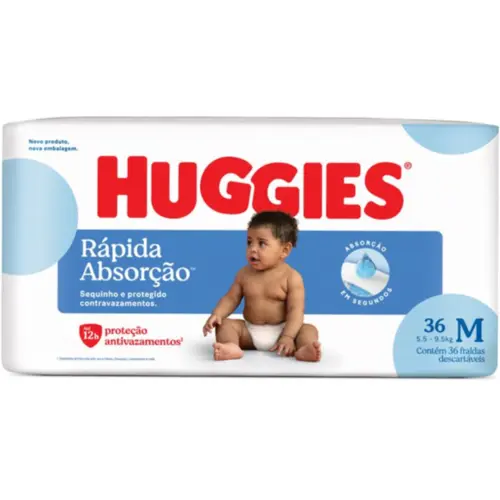 FRALDA HUGGIES TRIPLA PROTEÇAO M 36 UNIDADES