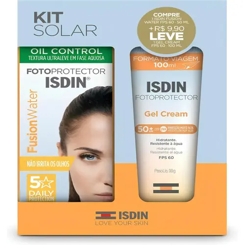 KIT ISDIN PROTETOR SOLAR FACIAL FUSION FP60 50ML + PROTETOR SOLAR CORPORAL GEL CREAM FP50 100ML