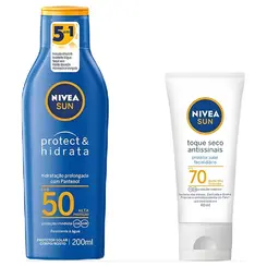 KIT NIVEA PROTETOR SOLAR CORPORAL FPS50 200ML + FACIAL FPS70 40ML