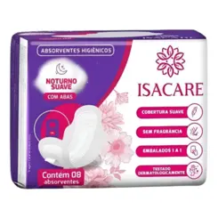 ABSORVENTE ISACARE NOTURNO C/ ABAS 8UN SUAVE
