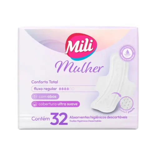 ABSORVENTE MILI MULHER CONFORTO TOTAL C/ ABAS 32UN SUAVE