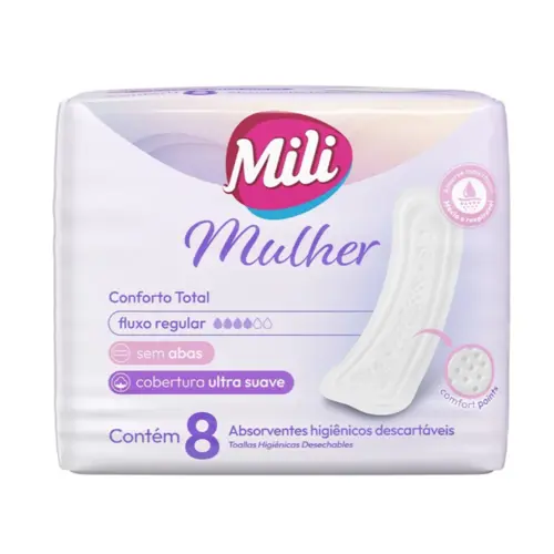 ABSORVENTE MILI MULHER CONFORTO TOTAL SEM ABAS 8UN SUAVE