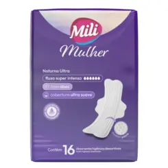 ABSORVENTE MILI MULHER NOTURNO ULTRA C/ ABAS 16UN SUAVE