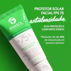 ANASOL PROTETOR SOLAR FACIAL ANTIOLEOSIDADE FPS75 COM 60G