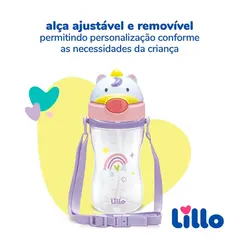COPO INFANTIL COM CANUDO E ALÇA LILLO UNICORNIO 400ML