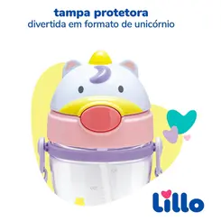 COPO INFANTIL COM CANUDO E ALÇA LILLO UNICORNIO 400ML