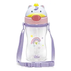 COPO INFANTIL COM CANUDO E ALÇA LILLO UNICORNIO 400ML