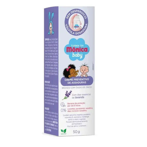 CREME PARA PREVENÇÃO DE ASSADURAS TURMA DA MONICA BABY ZINCO E LAVANDA - 50G