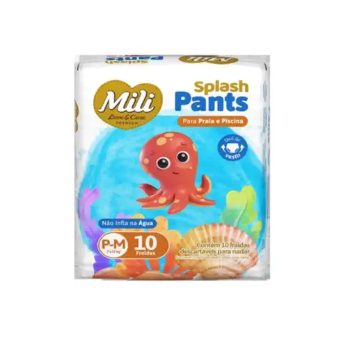 FRALDA MILI LOVE E CARE PANTS SPLASH P-M 10 UNIDADES