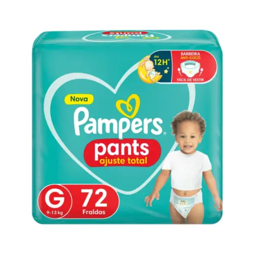 FRALDA PAMPERS PANTS AJUSTE TOTAL SUPER G 72 UNIDADES