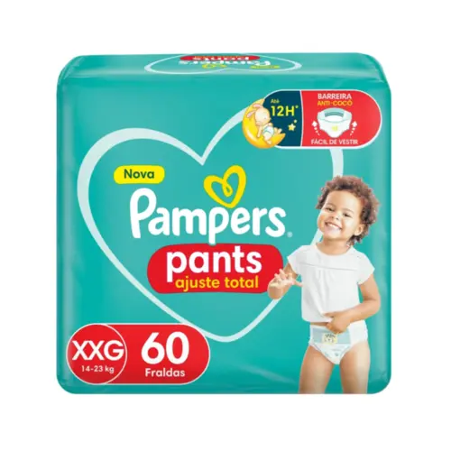 FRALDA PAMPERS PANTS AJUSTE TOTAL SUPER XXG 60 UNIDADES