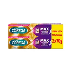 KIT COREGA ULTRA CREME FIXADOR DE DENTADURA MAX FIXAÇÃO + BLOQUEIO 2 UNIDADES 70G